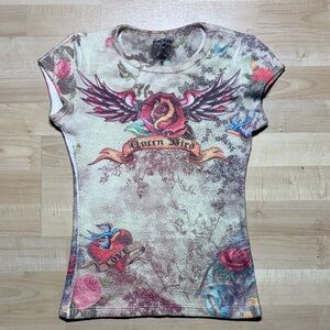 Women's Artistic Tee - Cream and Brown